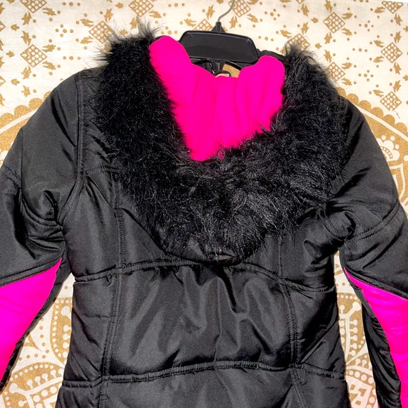 ✨HP✨ GIRLS “PROTECTION SYSTEM” BLACK/PINK/WHITE SNOW HOODED JACKET, SIZE 10/12 - Picture 8 of 11